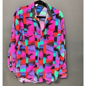 vintage men's Roper wester 1990s abstract colorful button down long sleeve shirt